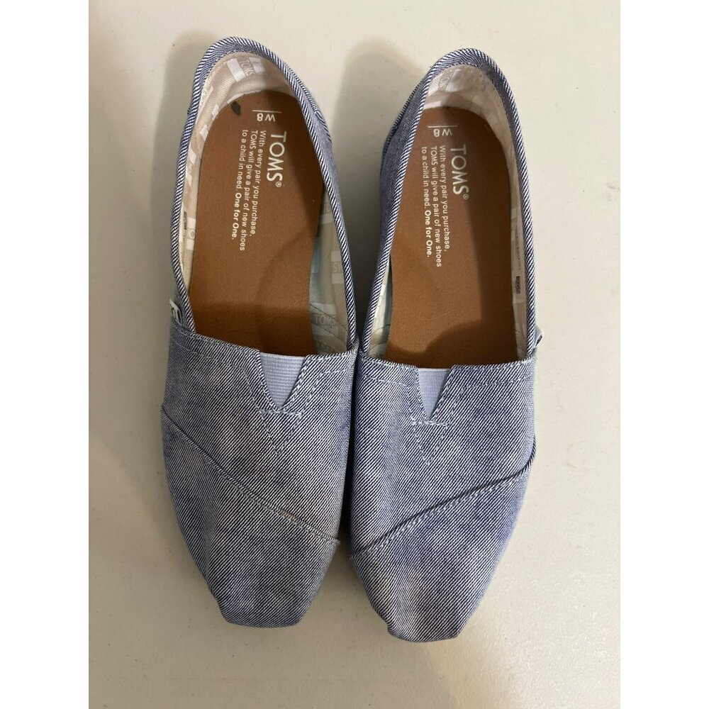 TOMS Sz 8 Womens Light Blue Slip On Shoes Light Denim